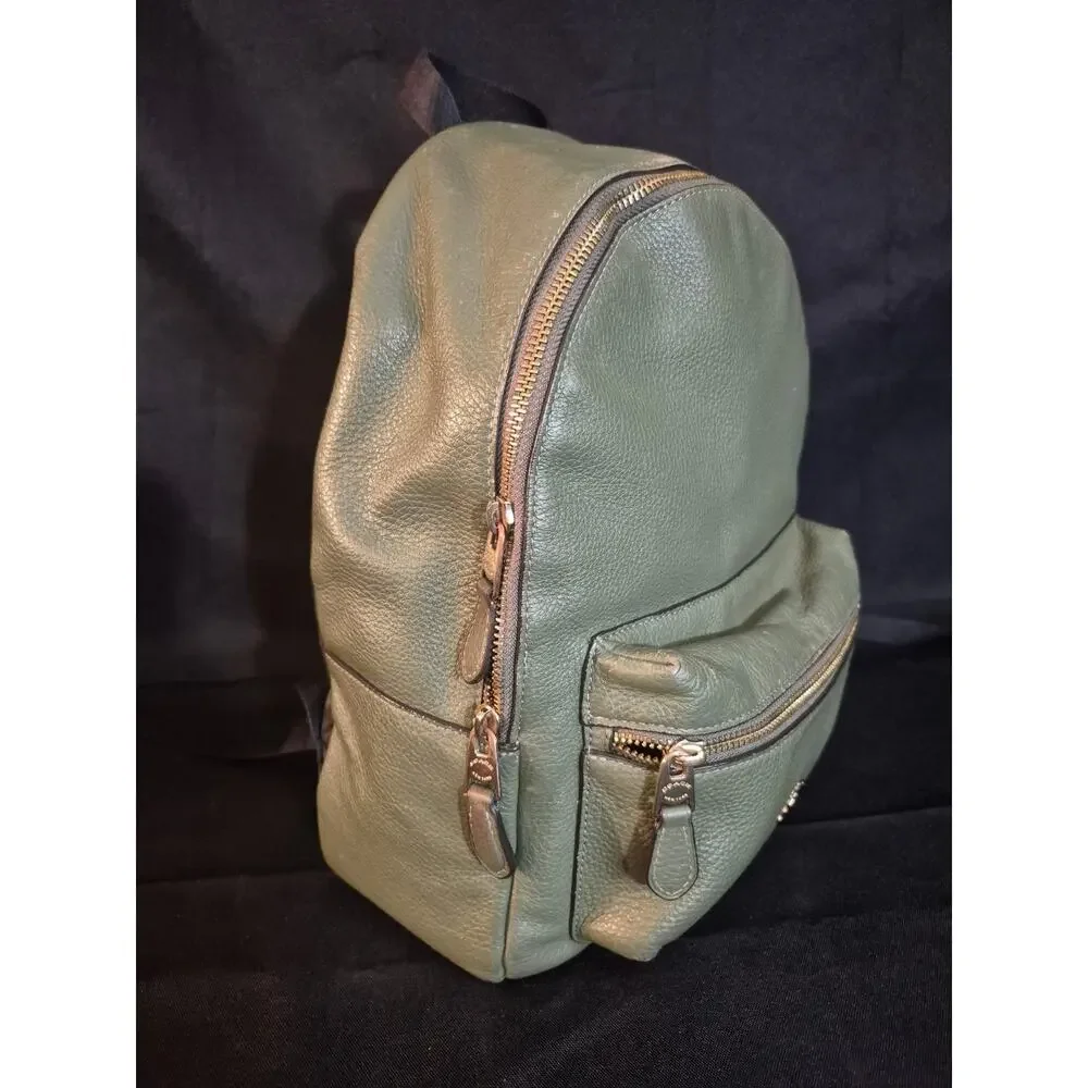 COACH Bag 30550 Backpack Pebbled Leather Medium Women's - Rare Green Authentic